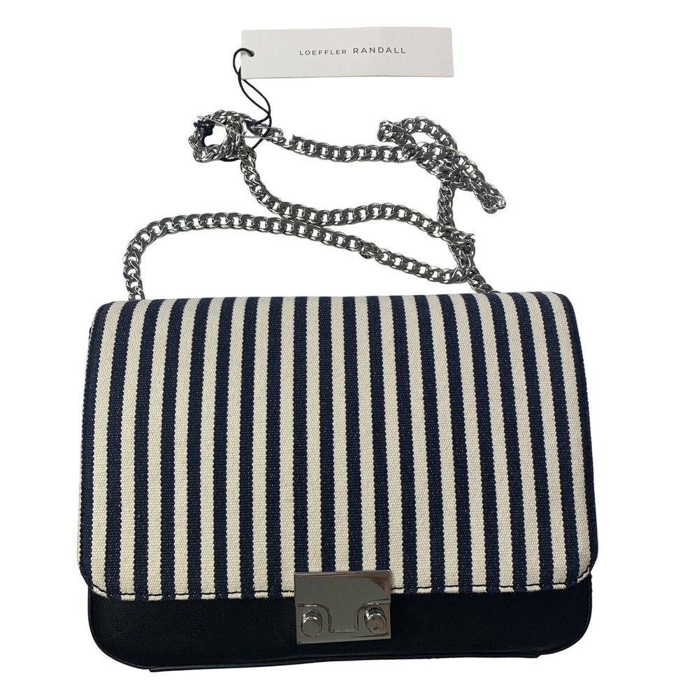 Loeffler Randall Leather Silver‎ Chain Clutch Crossbody Handbag NWT $395 AS IS